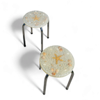 Stools With A Decorative Top Made With Sand , Seashells, And A Starfish Embedded In A Clear Acryl thumbnail 4