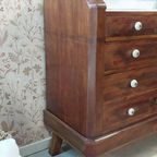 Franse Vintage Commode Met Wit Marmeren Blad thumbnail 6