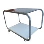 Vintage Chromen Bijzettafel / Barcart Met Fumé Glas thumbnail 2
