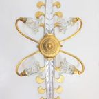 2 Vintage Banci Wandlamp Bloem Murano Goud Regency Italy '70 thumbnail 13