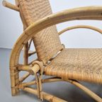Vintage Boho Rotan Ligstoel Lounge Chair '60 Verstelbaar thumbnail 3