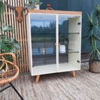 Vintage Kastje Met Glas Retro Design Vitrinekast Pootjes thumbnail 2