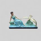 Art Deco Beeld Vrouw Met Vogel thumbnail 6