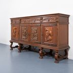 Unique Carved ‘don Quixote’ Cabinet / Dressoir, Spain 1950’s thumbnail 7