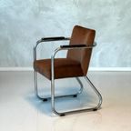 Jaren 30 Armstoel Vintage Sledestoel Buisframe Bauhaus Stoel thumbnail 3