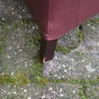 Bordeaux Rode Leren Stoelen Met Houten Poten Set Van 4 thumbnail 7