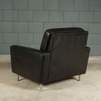 Vintage Lederen Fauteuil – Zwart – Jaren 70 thumbnail 2