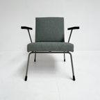 Opnieuw Gestoffeerde Blauwe Gispen 1401 Fauteuil, 1950's thumbnail 10