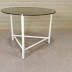 Vintage Metalen En Gerookte Glas Bijzettafel, Rond thumbnail 10