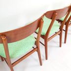 5 Farstrup Deense Houten Stoelen Nieuw Gestoffeerd Groen thumbnail 8
