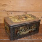 Antieke Lithografische Trommel Met Winterse Taferelen – Wed. J. Bekkers Dordrecht – Lunchtrommel thumbnail 2