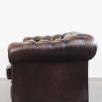 Luxe En Charmante 3-zits Rundleren Chesterfield Bank In Engelse Stijl thumbnail 4