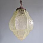 Art Deco Hanglamp In Lichtgroen Gebarsten Glas, 1920-30 thumbnail 11