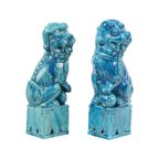 Groot Koppel Foo Dogs Tempelleeuwen Turquoise Keramiek 25cm thumbnail 8