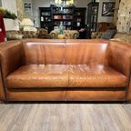 Engelse Vintage Bendic Chesterfield 2,5 Zits Bank Cognac Leer thumbnail 2