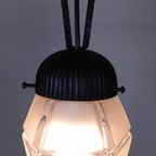Art Deco Hanglamp Met Zeshoekige Glazen Kap, Jaren 30 thumbnail 9