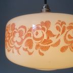 Vintage Melkglazen Opaline Hanglamp Met Florale Print thumbnail 15