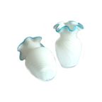 Wit Swirl Vaasje Met Turquoise Murano  Mondgeblazen, Jaren '60/'70 thumbnail 3