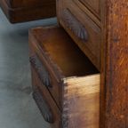 Klassiek En Functioneel Groot Antiek Bureau/ Partner Desk In Engelse Stijl thumbnail 7