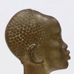 Solid Brass Sculpture African Woman 1950S thumbnail 7
