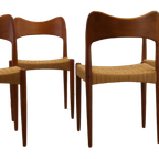 Set Van 4 Eetkamerstoelen Eetstoelen Arne Hovmand Olsen Deens Design Vintage Papercord thumbnail 6