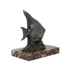 Art Deco Vis Beeld Op Rode Marmeren Sokkel Sculptuur Frankrijk thumbnail 5