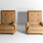 Set Van Twee Vintage Mid-Century "Orchidée" Lounge Fauteuils Van Michel Cadestin Voor Airborne thumbnail 2