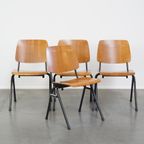 Set Van 4 Mooie Vintage Jaren ’60 Dutch Design Marko School/Kantine/Eetkamerstoelen thumbnail 2