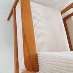 2 Vintage Fauteuils Crème Japandi Stijl Ribstof Nieuw Oak thumbnail 8