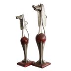 Set Van 2 Beelden Teckels Hout Met Metaal thumbnail 4