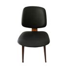 Set Van 4 Vintage Eetkamerstoelen Teakhout/Zwart Skai, Jaren '60 thumbnail 4