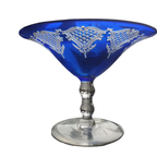 Schitterend Kobaltblauw Glas / Schaaltje Op Voet Bijzonder Patroon thumbnail 3