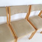 4X Vintage Danish Dining Chairs Stoelen Findahl Beige Eiken thumbnail 5