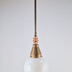 Vintage Art Deco Bol Hanglamp Schoollamp Kopper Mid Century thumbnail 11