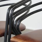 Leuke Set Van 4 Jaren 70 Design Eetkamerstoelen Met Leren Zitting En Metalen Frame thumbnail 13