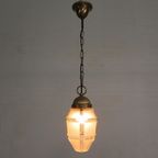 Art Deco Hanglamp Met 6 Hoekige Kap Aan Ketting, Jaren 30 thumbnail 3