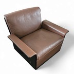 2 X Black Shell & Brown Leather 620 Chair Programme Lounge Chair By Dieter Rams For Vitsoe, 1980s thumbnail 11