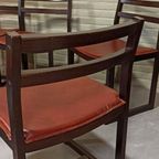 Vintage Set Van 6 Design Leren Eetkamerstoelen thumbnail 15