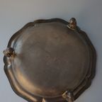 Antique Three Legged Pewter Tray Or Plant Stant Stand thumbnail 4