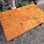 Oude Teakhouten Salontafel Afm. 140x90cm En 49cm Hoog. thumbnail 5