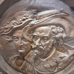 Antiek Koperen Wandbord Rubens Met Vrouw, 19e Eeuw thumbnail 5