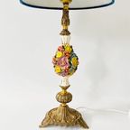 Rococo Capodimonte Lamp Messing Porselein Bloemetjes thumbnail 7