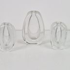 Vintage Set 3 Vaasjes Scandinavisch Design Glas ‘60 Handmade thumbnail 6