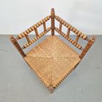 Vintage Bobbin Eiken Hout Hoekstoel Biezen ’50 Mid Century thumbnail 4