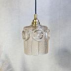 Hanglamp Amberkleurig Glas Goudkleurig Armatuur Jaren 70 thumbnail 4