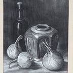 Vintage Ingelijst Tekening Chinese Gemberpot Met Uien - Art Deco thumbnail 7