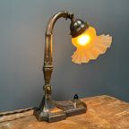 Antieke Art Nouveau Tafellamp Met Matglazen Kapje thumbnail 20