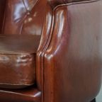 Comfortabele En Karaktervolle Set Van 2 Schapenleren Chesterfield Fauteuils Met Hocker thumbnail 13