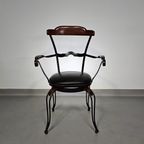 Italian Postmodern / Turnable / Wrought Iron Dining Chairs / Leather Seats thumbnail 11