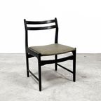 Vintage Houten Mid-century Modern Stoelen Opnieuw Bekleed Met Leer. thumbnail 5